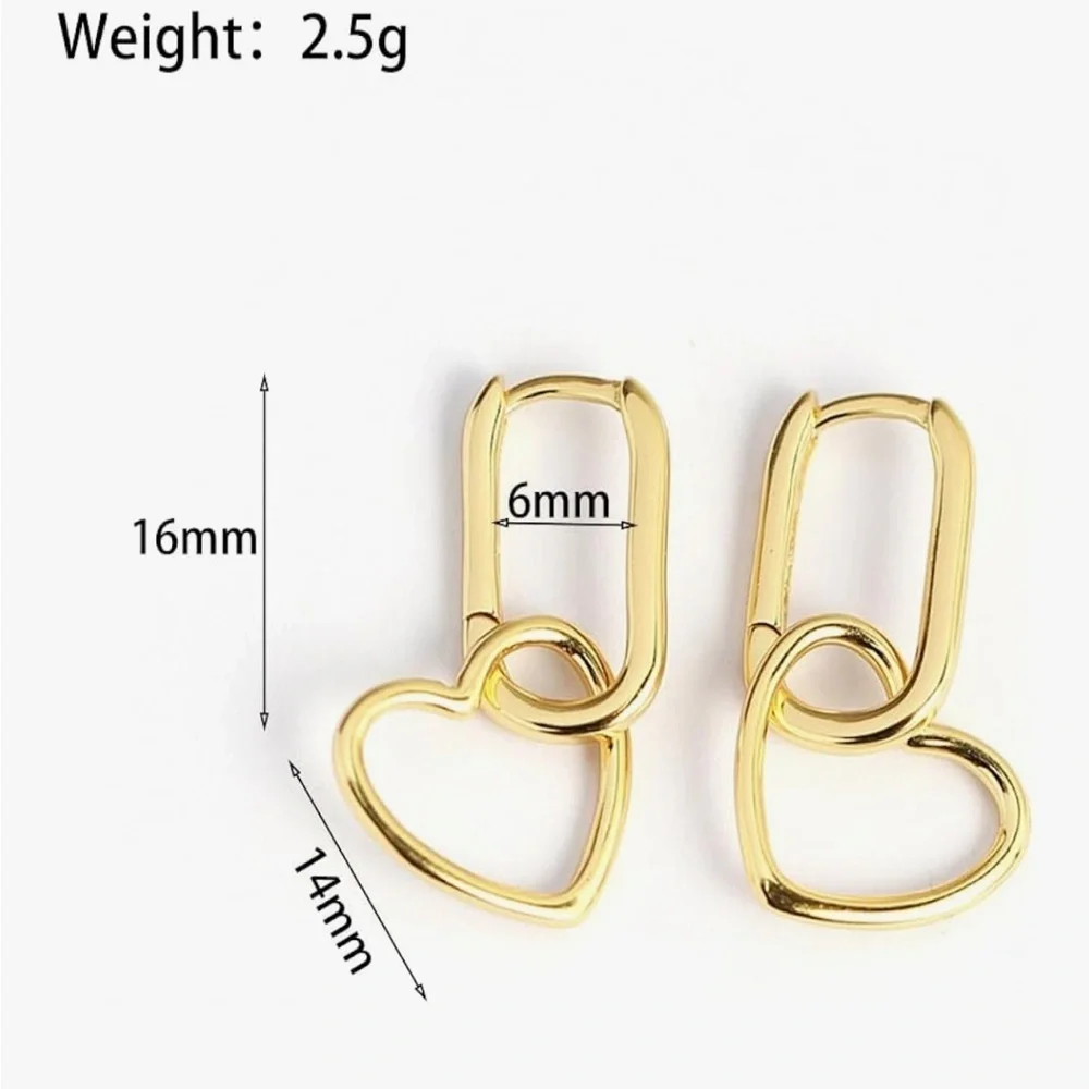 Mejuri Style Gold 925 Sterling Silver Heart Drop Earrings